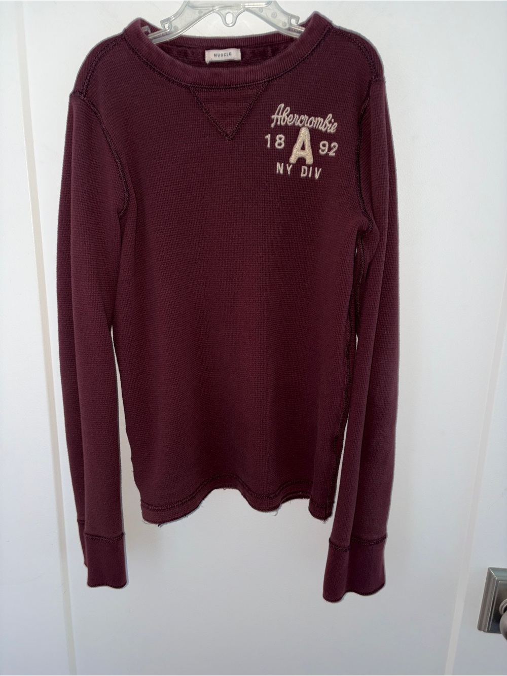 abercrombie kids muscle fit thermal knit tee boy's L EUC